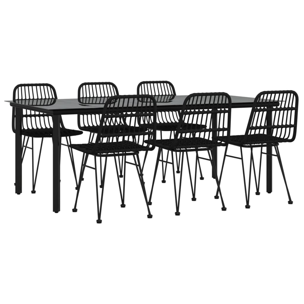 vidaXL 7 Piece Garden Dining Set Black Poly Rattan 3