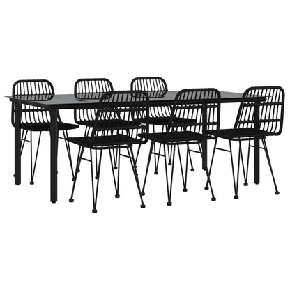 vidaXL 7 Piece Garden Dining Set Black Poly Rattan 3