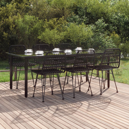 vidaXL 7 Piece Garden Dining Set Black Poly Rattan 1