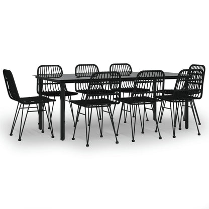 vidaXL 9 Piece Garden Dining Set Black Poly Rattan 2