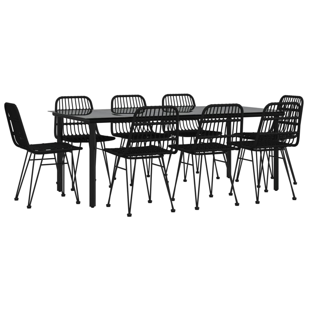 vidaXL 9 Piece Garden Dining Set Black Poly Rattan 3
