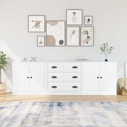 Sideboards 3 pcs Engineered Wood White