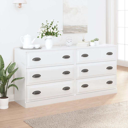 Sideboards 2 pcs Engineered Wood High gloss white
