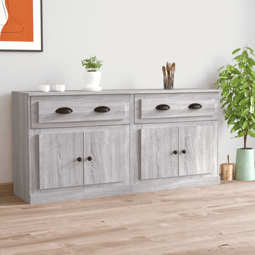 Sideboards 2 pcs Engineered Wood Grey sonoma