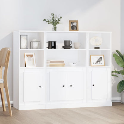 Highboards 3 pcs Engineered Wood White