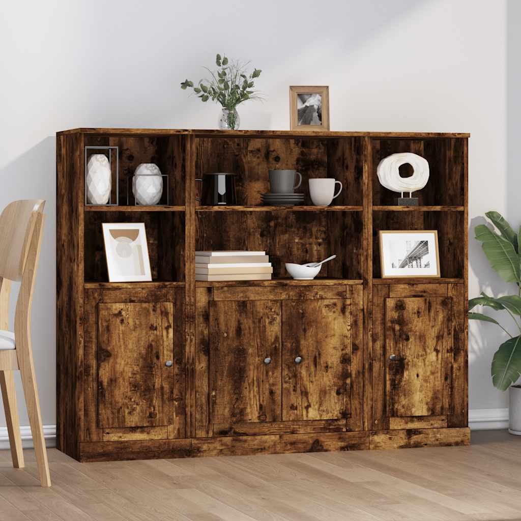 Highboards 3 pcs Engineered Wood Smoked oak