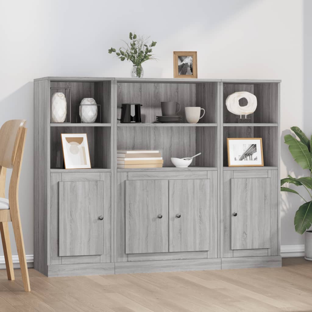 Highboards 3 pcs Engineered Wood Grey sonoma