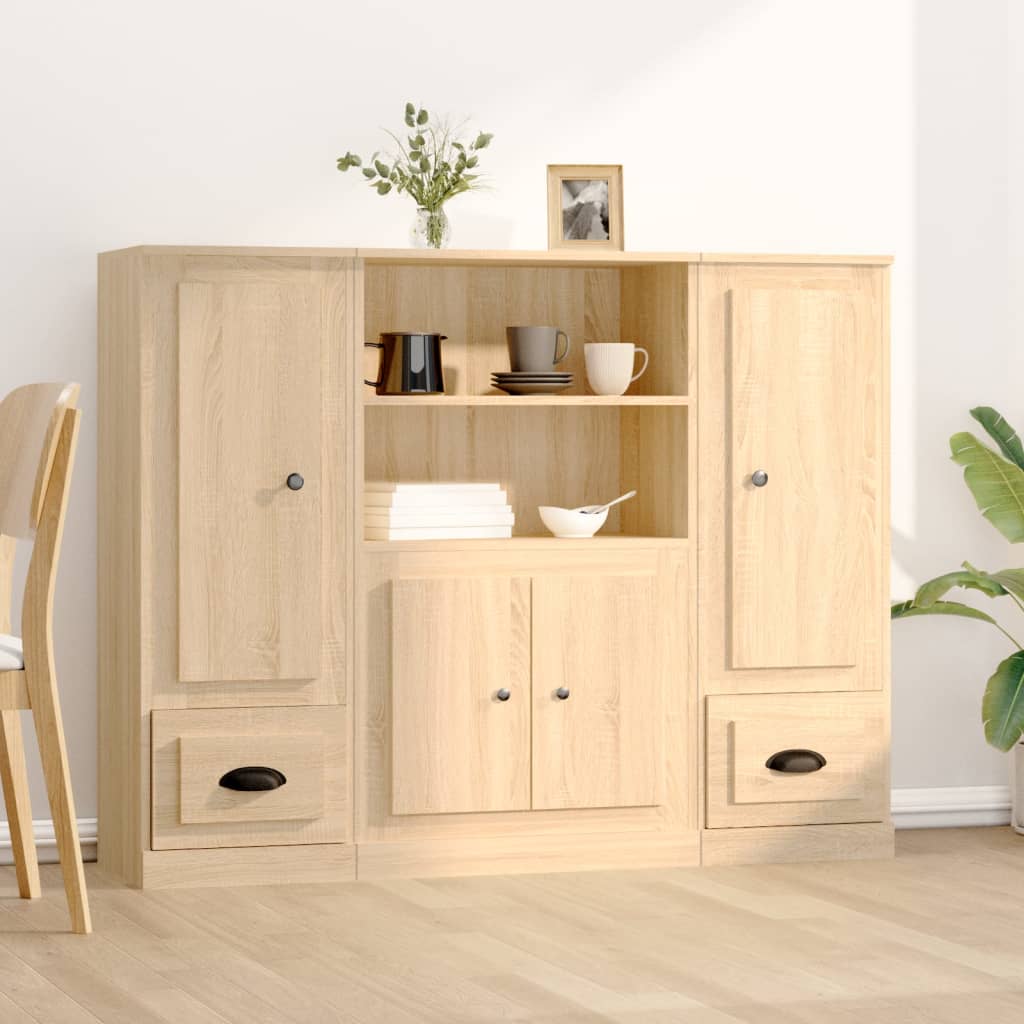 Highboards 3 pcs Engineered Wood Sonoma oak
