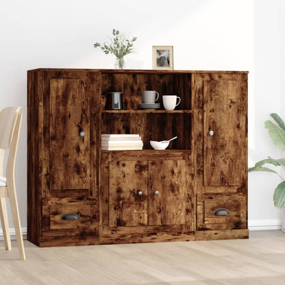 Highboards 3 pcs Engineered Wood Smoked oak