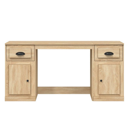 Desk with Cabinet Engineered Wood Sonoma oak