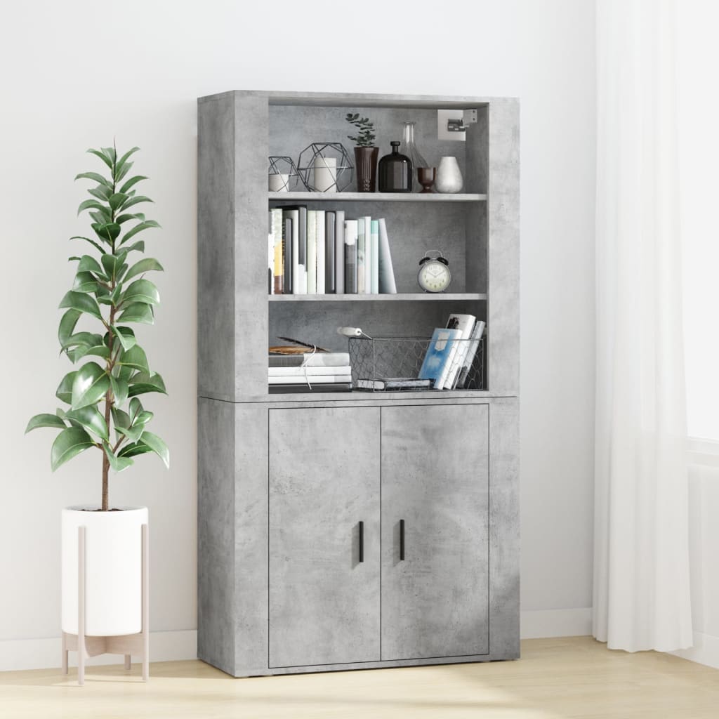 Highboard Engineered Wood Concrete grey
