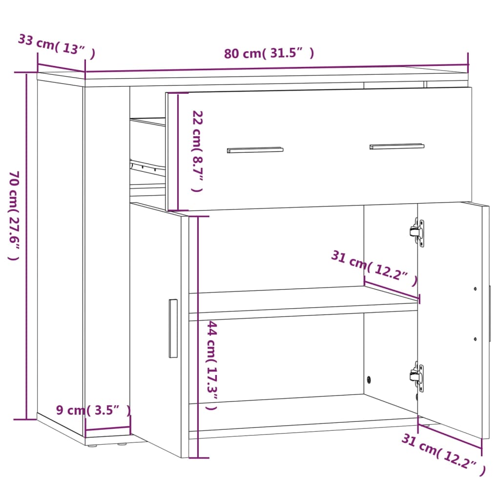 vidaXL Highboard White Engineered Wood