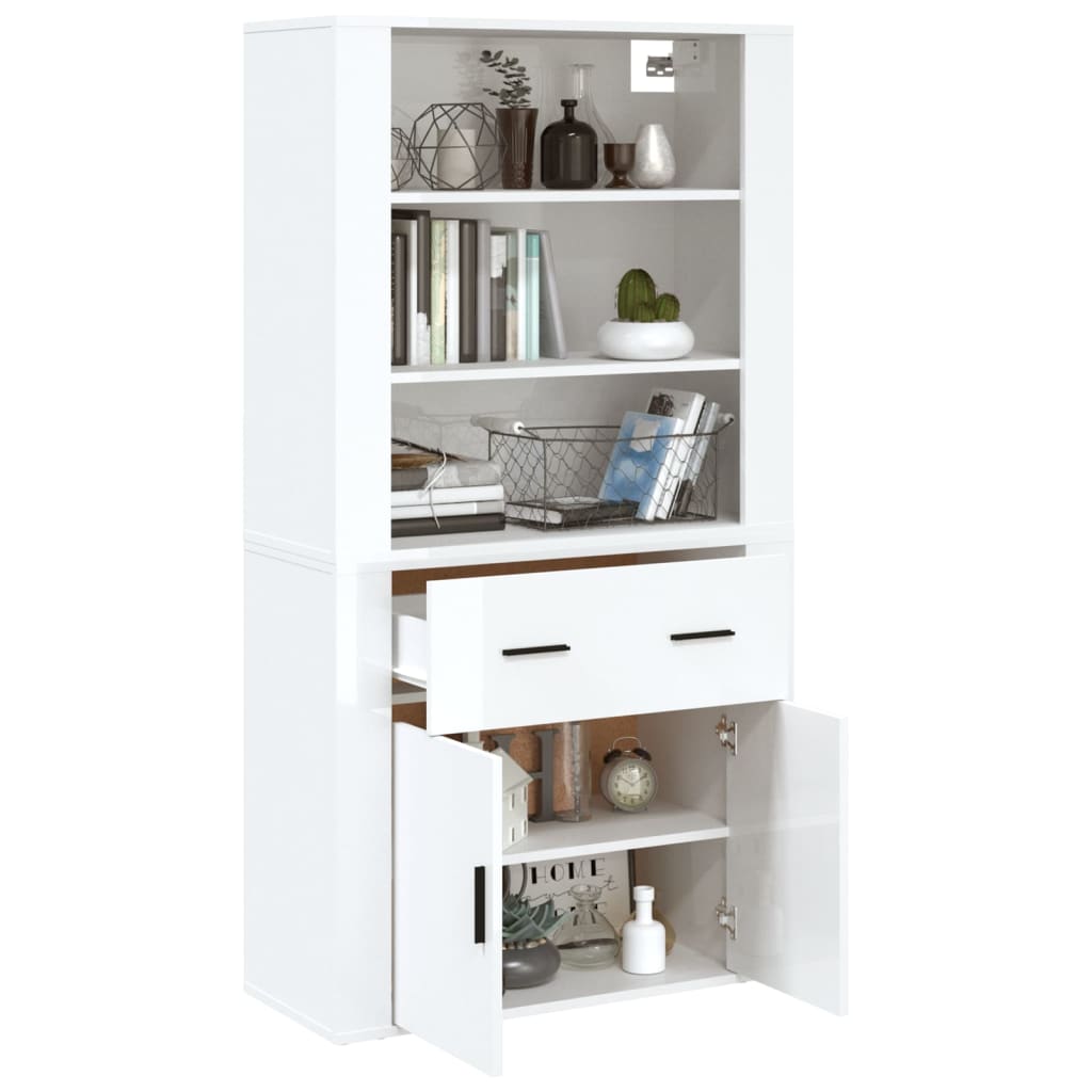 vidaXL Highboard High Gloss White Engineered Wood