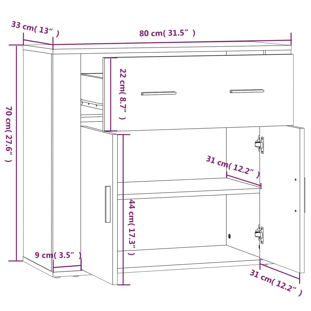 vidaXL Highboard Smoked Oak Engineered Wood