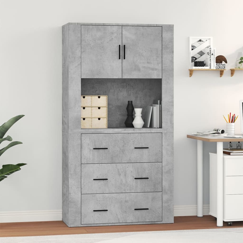 Highboard Engineered Wood Concrete grey