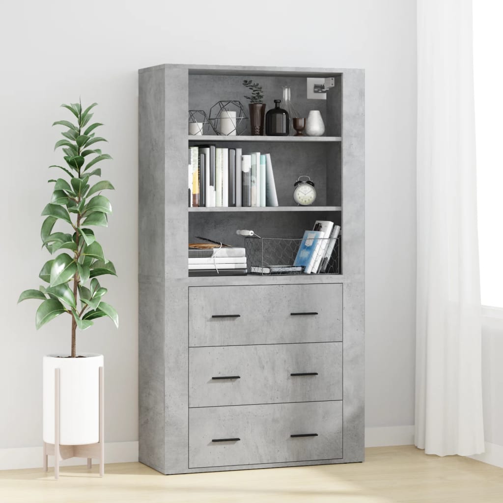 Highboard Engineered Wood Concrete grey