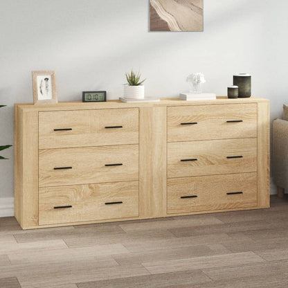 Sideboards 2 pcs Engineered Wood Sonoma oak