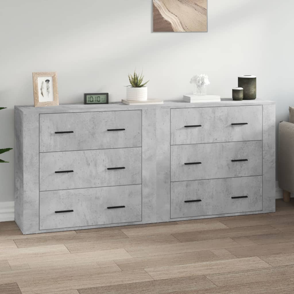 Sideboards 2 pcs Engineered Wood Concrete grey