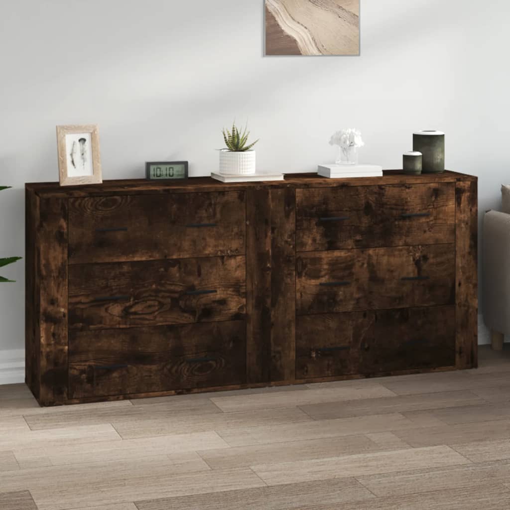 Sideboards 2 pcs Engineered Wood Smoked oak