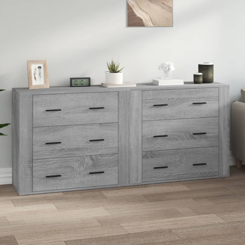 Sideboards 2 pcs Engineered Wood Grey sonoma