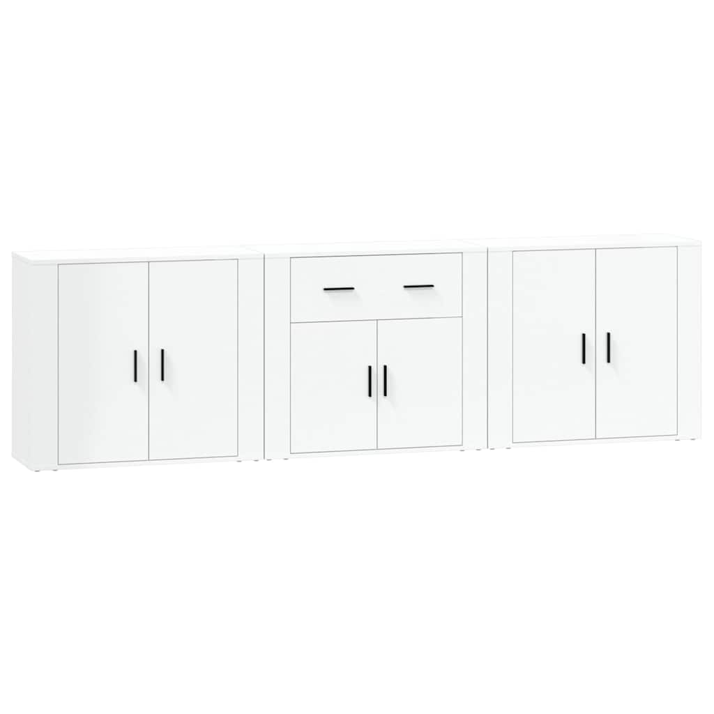 Sideboards 3 pcs Engineered Wood White