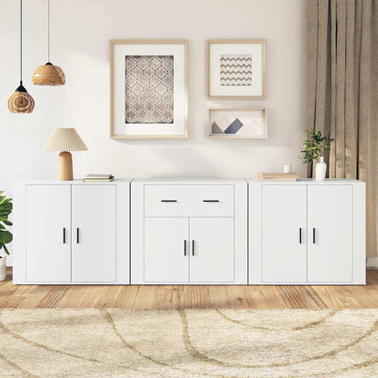 Sideboards 3 pcs Engineered Wood White