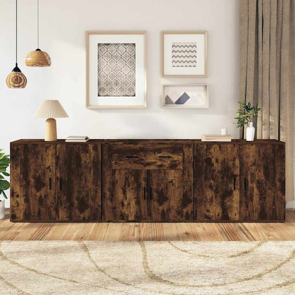 Sideboards 3 pcs Engineered Wood Smoked oak