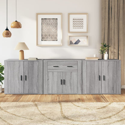 Sideboards 3 pcs Engineered Wood Grey sonoma