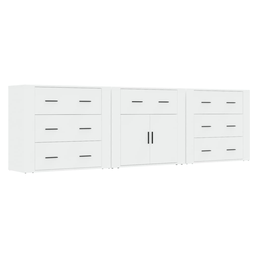 vidaXL Sideboards 3 pcs White Engineered Wood 2