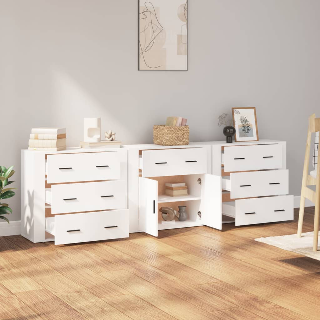 vidaXL Sideboards 3 pcs White Engineered Wood 3
