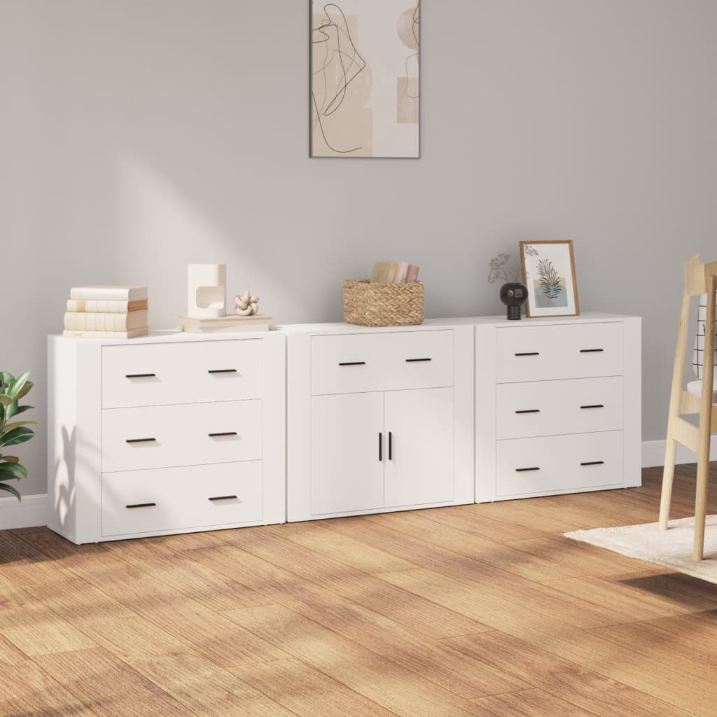 vidaXL Sideboards 3 pcs White Engineered Wood 1