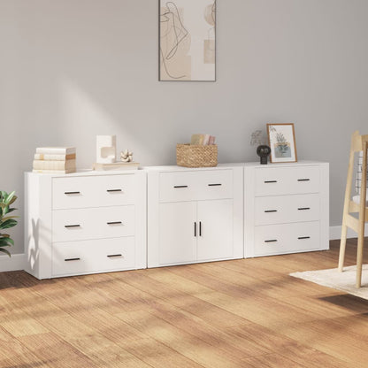 vidaXL Sideboards 3 pcs White Engineered Wood 1