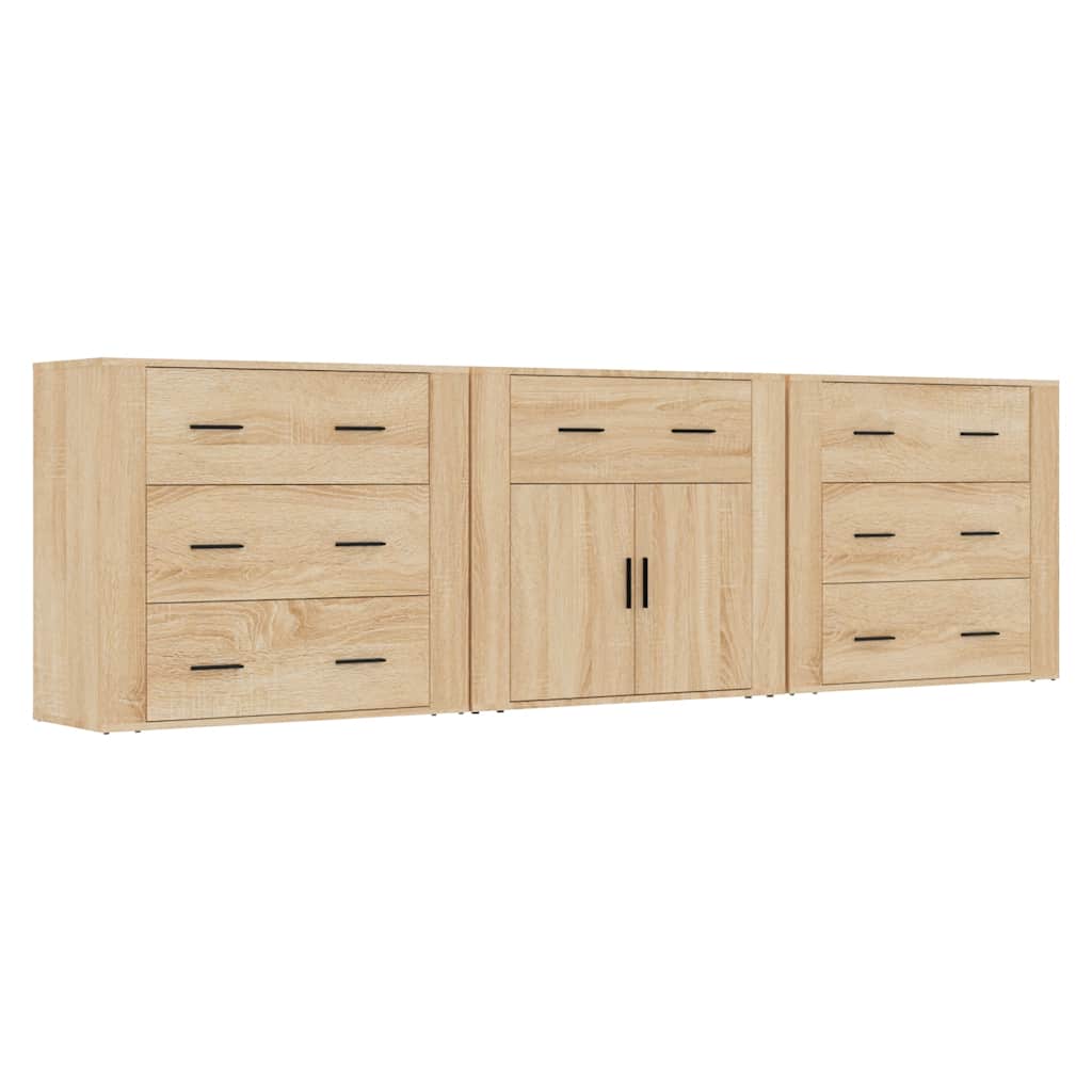 vidaXL Sideboards 3 pcs Sonoma Oak Engineered Wood 2
