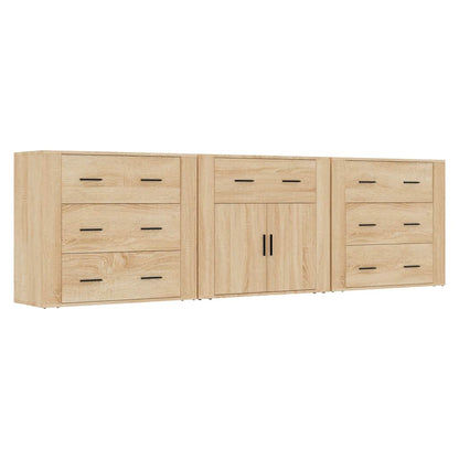 vidaXL Sideboards 3 pcs Sonoma Oak Engineered Wood 2