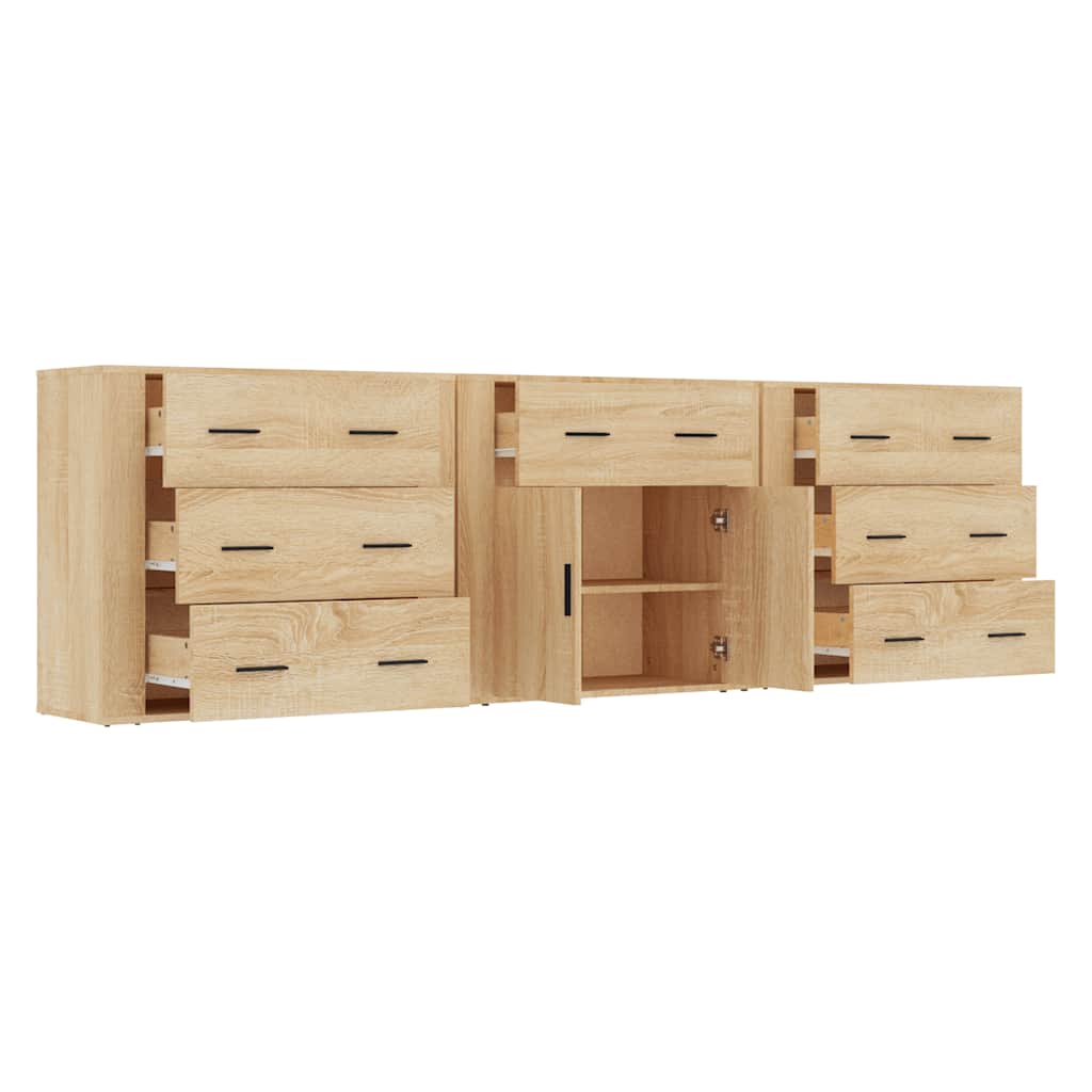 vidaXL Sideboards 3 pcs Sonoma Oak Engineered Wood 5