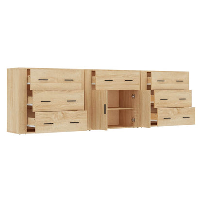 vidaXL Sideboards 3 pcs Sonoma Oak Engineered Wood 5