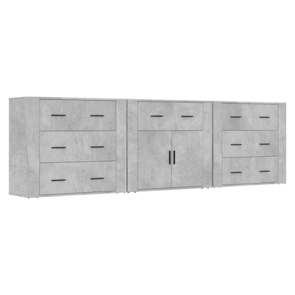 vidaXL Sideboards 3 pcs Concrete Grey Engineered Wood 2