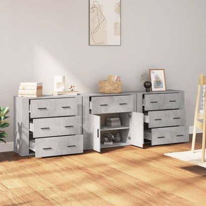 vidaXL Sideboards 3 pcs Concrete Grey Engineered Wood 3