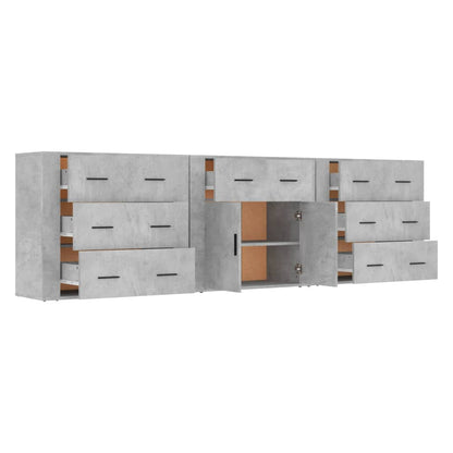 vidaXL Sideboards 3 pcs Concrete Grey Engineered Wood 5