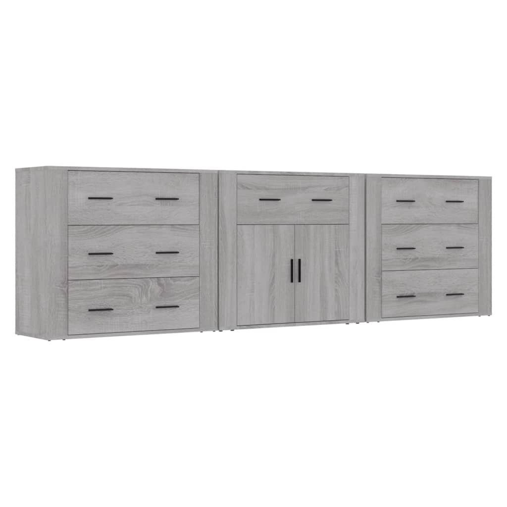 vidaXL Sideboards 3 pcs Grey Sonoma Engineered Wood 2