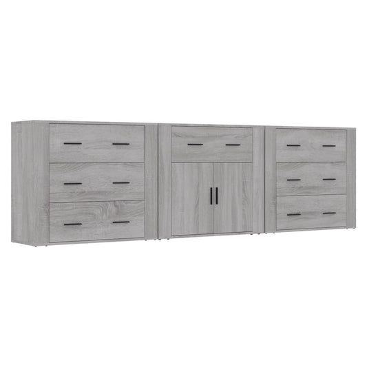 vidaXL Sideboards 3 pcs Grey Sonoma Engineered Wood 2