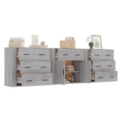 vidaXL Sideboards 3 pcs Grey Sonoma Engineered Wood 4