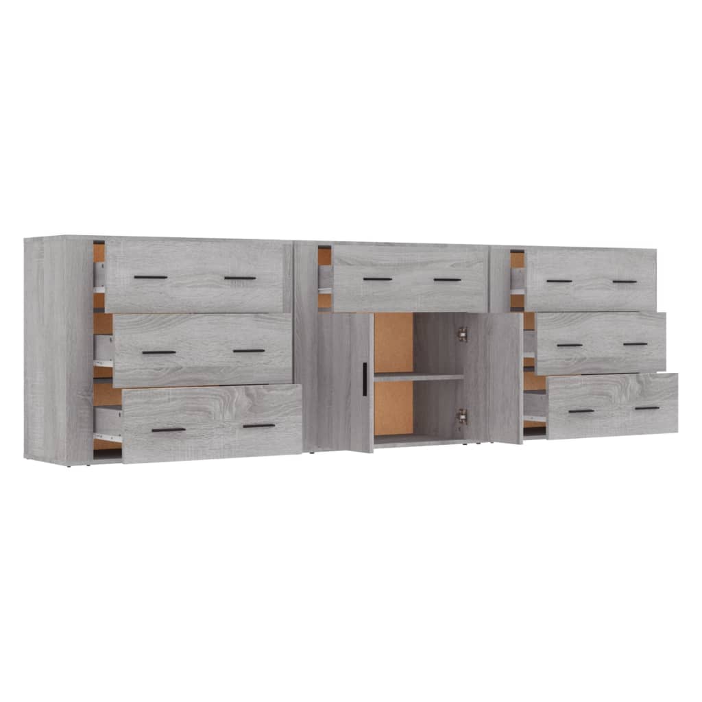 vidaXL Sideboards 3 pcs Grey Sonoma Engineered Wood 5