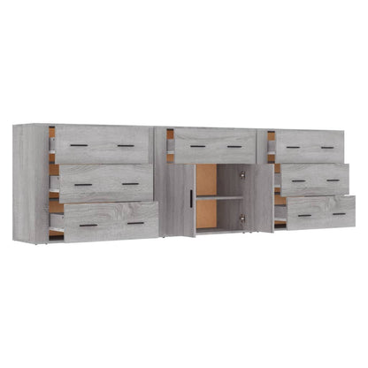 vidaXL Sideboards 3 pcs Grey Sonoma Engineered Wood 5