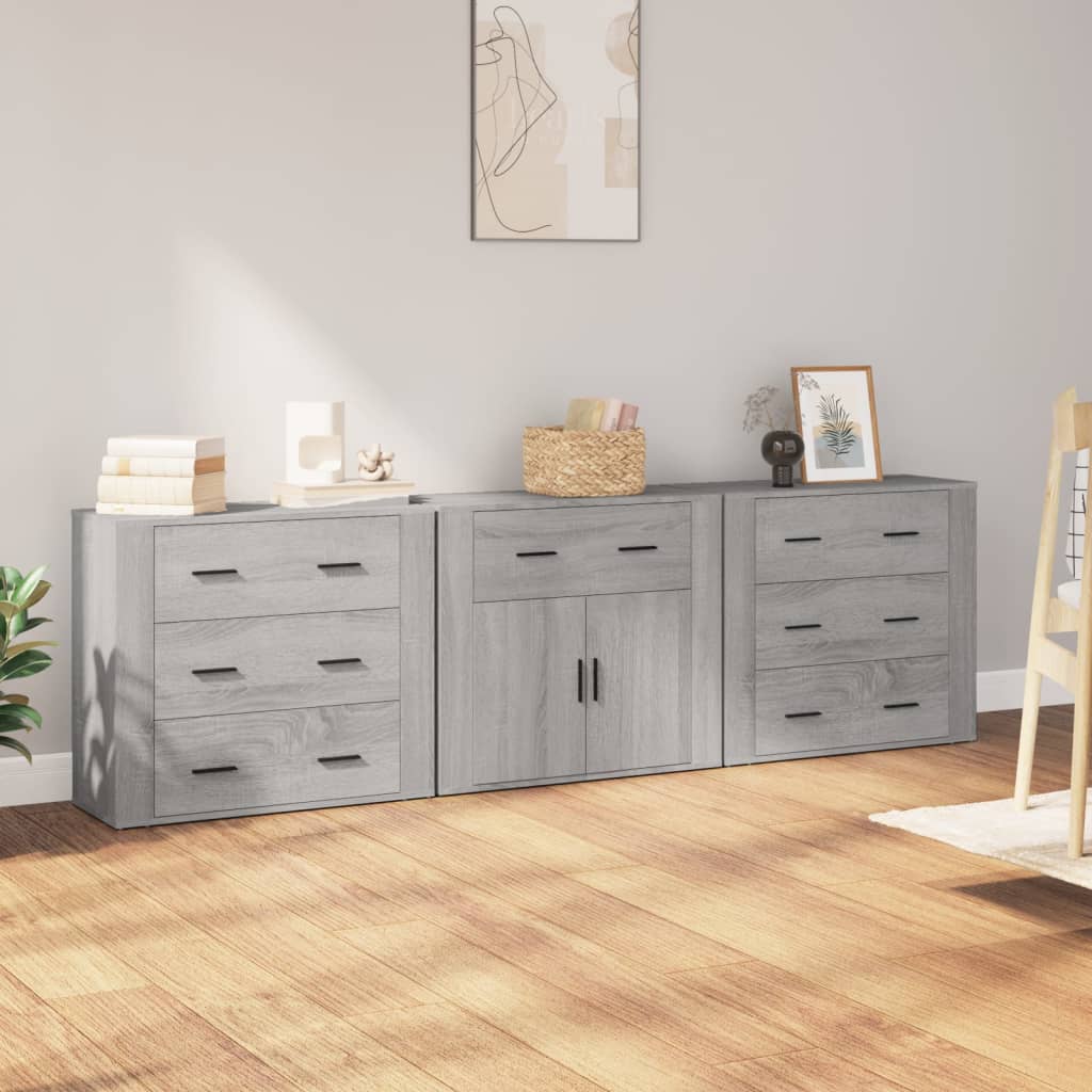 vidaXL Sideboards 3 pcs Grey Sonoma Engineered Wood 1