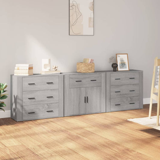 vidaXL Sideboards 3 pcs Grey Sonoma Engineered Wood 1