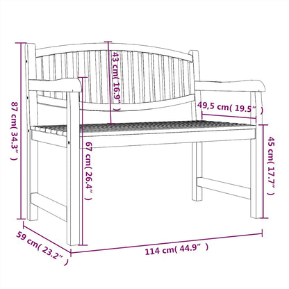 Garden Bench Solid Teak Wood 114 cm 87 cm 59 cm