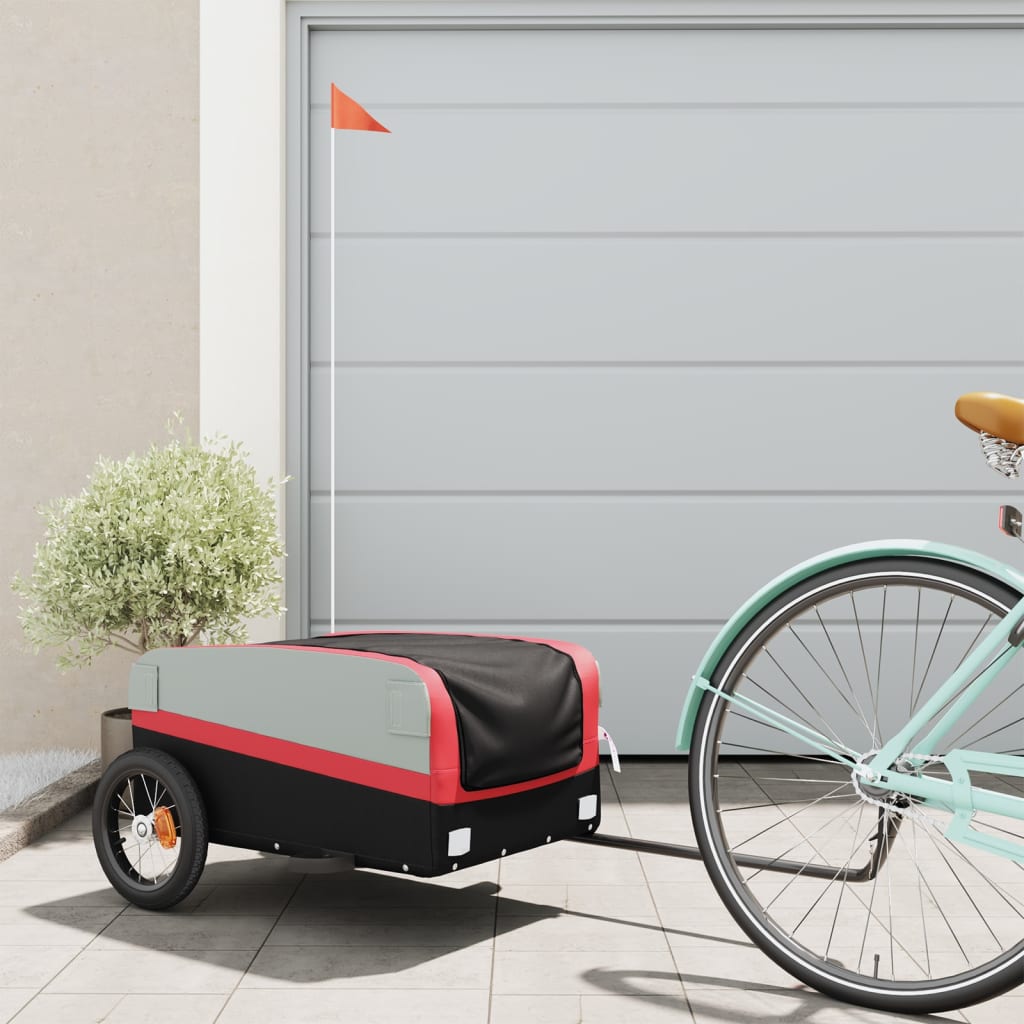Bike Trailer Black and 30 kg Iron Width 122 cm Red 42.5 cm 52.5 cm