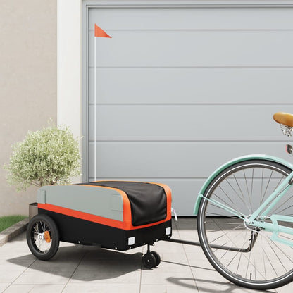 Bike Trailer Black and 30 kg Iron Width 122 cm Orange 53 cm 53 cm