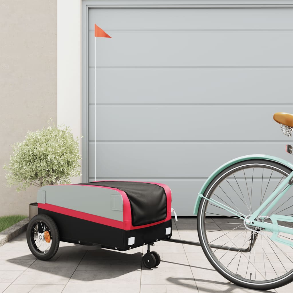 Bike Trailer Black and 30 kg Iron Width 122 cm Red 53 cm 53 cm